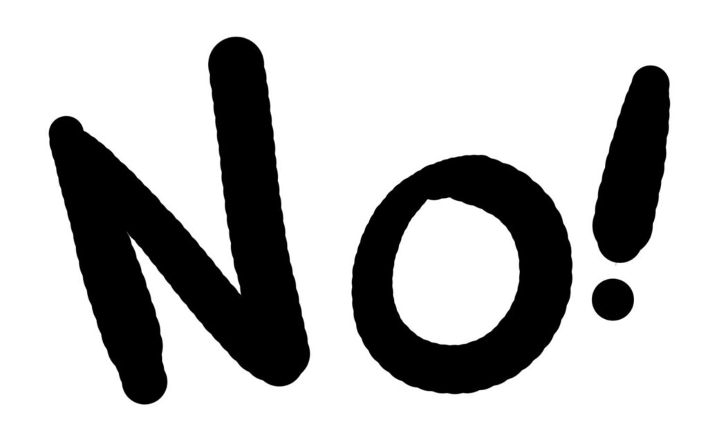 No! Bold Handwritten Wallpaper on Plain White Background