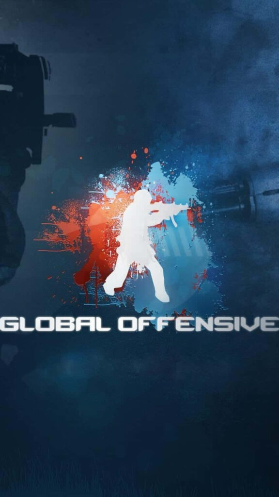 CS:GO Ambiance: Foggy Blue Android Background with Iconic Game Logo Wallpaper