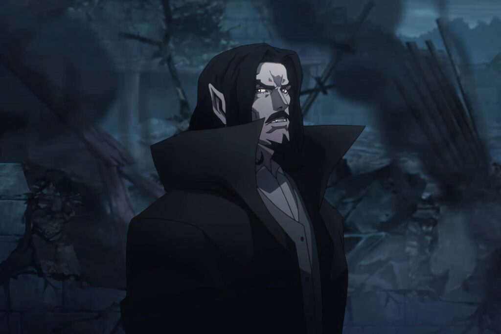 Captivating Vampire Wallpaper: Dark Castlevania Scene with Mystery
