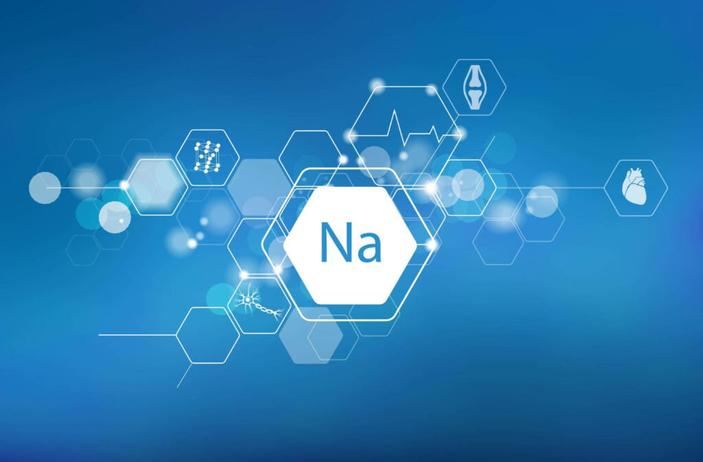 Hexagonal Non-volatile Sodium Illustration on Blue Wallpaper Background