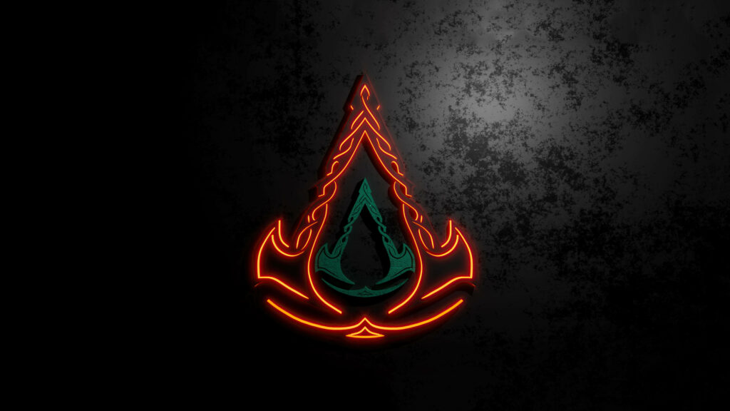 Nordic Symbolism Unleashed: Dive into the Intricate World of Ubisoft's Assassin's Creed Valhalla Gaming Logo Wallpaper