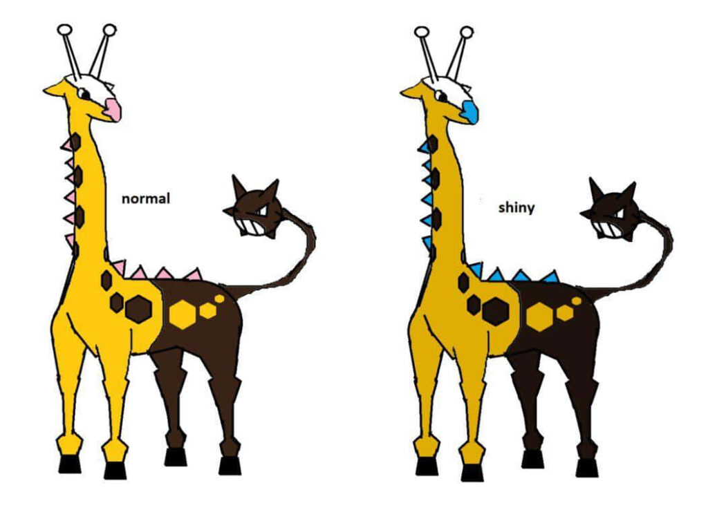 Normal vs. Shiny Girafarig Wallpaper: Color Comparison Illustration