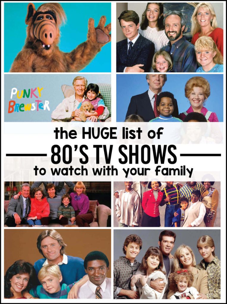 Nostalgic collage of iconic 80s TV sitcoms ALF Family Ties Punky Brewster and more wallpaper background