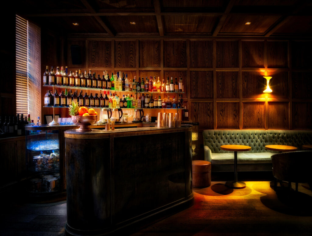Vintage Charm: A Nostalgic Essence of an Uncluttered Bar Wallpaper