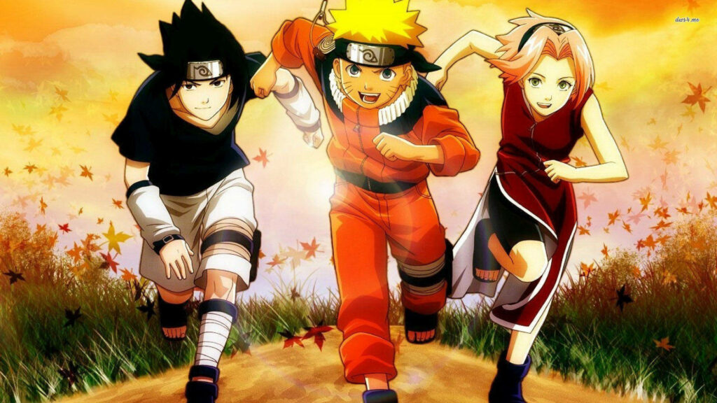Team 7 Reunited: A Blissful Encounter in Nature - Naruto PC Wallpaper