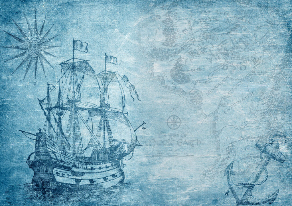 Sailing Through Time: A Captivating Snapshot of Maritime History on Aged Canvas Wallpaper