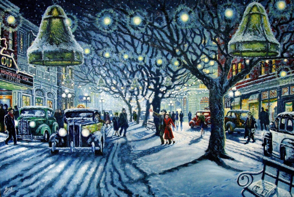 Nostalgic Winter Scene Wallpaper: It's A Wonderful Life Inspired