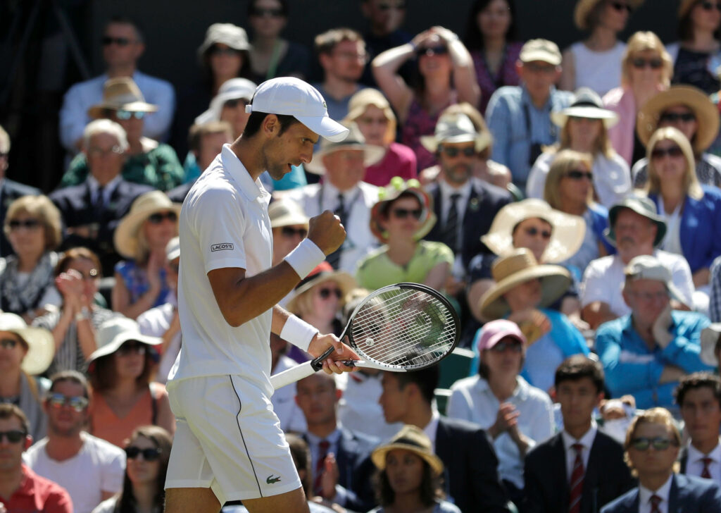 Novak Djokovic Celebrates Wimbledon 2018 Men's Final - Wallpaper