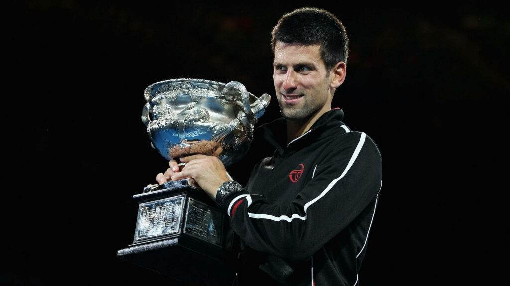 Novak Djokovic Celebrating Australian Open Victory - Wallpaper Background