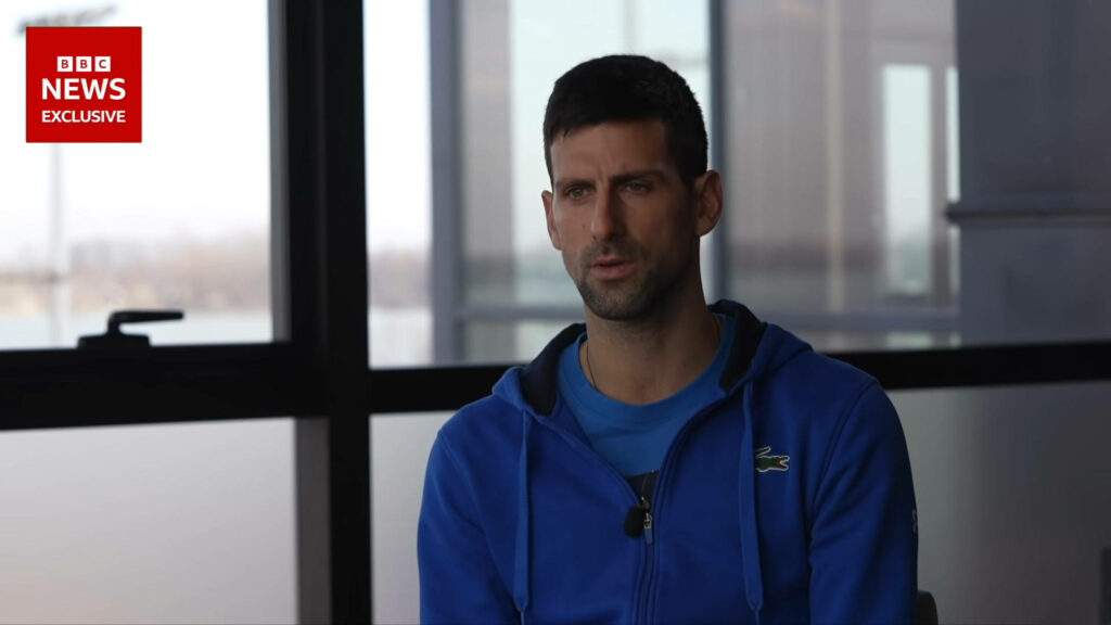 Novak Djokovic in Casual Blue Jacket - BBC News Interview Wallpaper