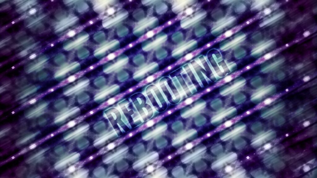 Dynamic Oblique Wallpaper with 'REBOOTING' Sign - 1920x1080