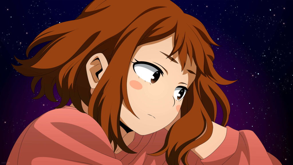 Ochaco Uraraka Thoughtful Wallpaper: Serene Starry Night Design