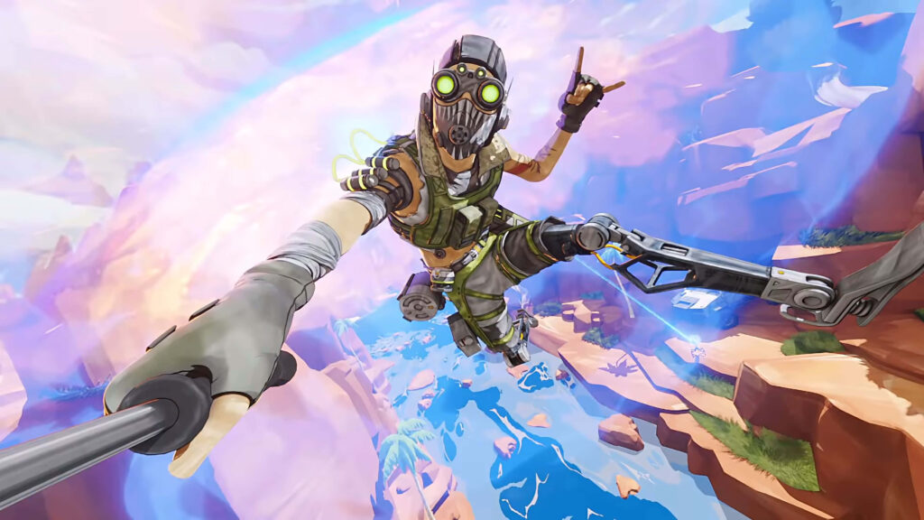 Octane Apex Legends skydiving dynamic colorful background vibrant computer wallpaper view