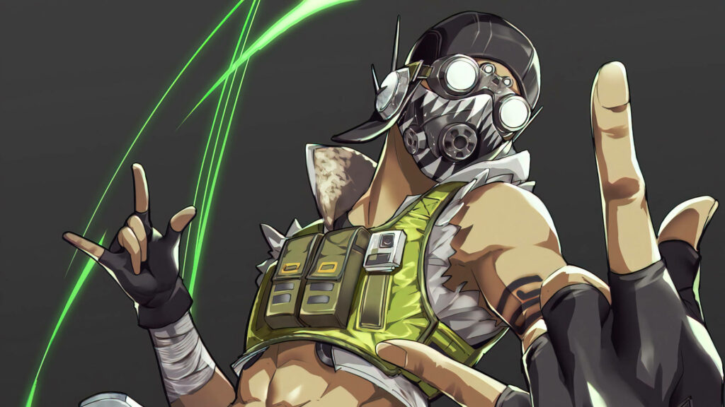 Octane Apex Legends wallpaper portrait with energetic pose green accents dark background
