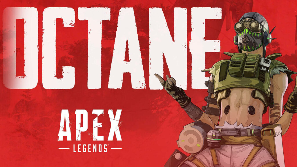 Octane Apex Legends wallpaper with bold red background featuring character name and logo