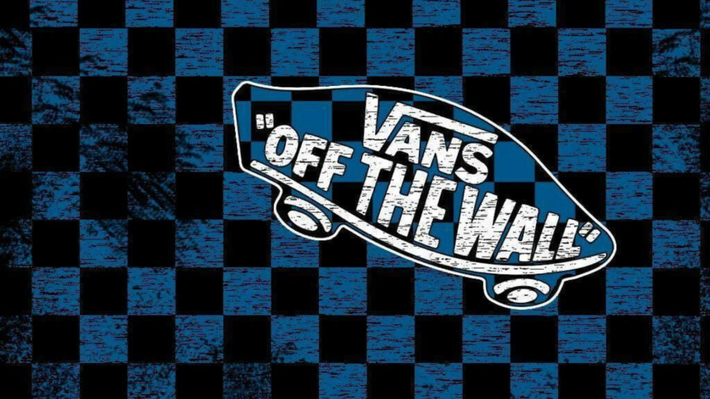 Blue Checkered Vans Off The Wall Logo on Cool Wallpaper