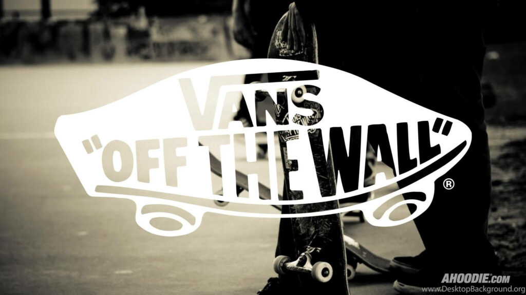 Vans Skateboard Logo against Skateboarding Background. Wallpaper