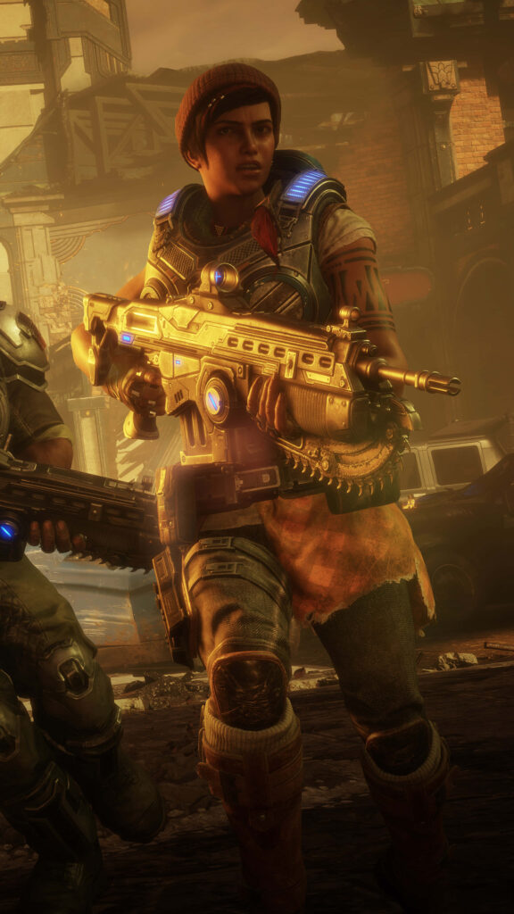 Gears of War 5 character armed in urban combat Wallpaper