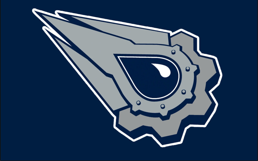 Old Edmonton Oilers NHL logo wallpaper with stylized oil drop and gear on navy background