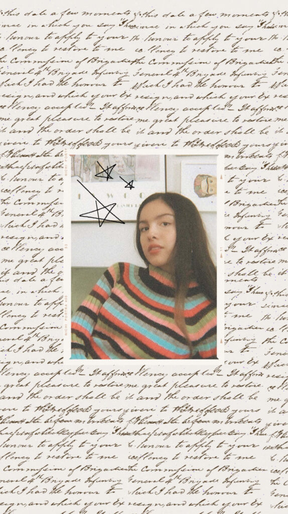 Aesthetic Wallpaper of Olivia Rodrigo in Artistic Handwritten Style