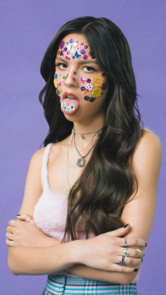 Olivia Rodrigo Sour Album Wallpaper with Colorful Stickers
