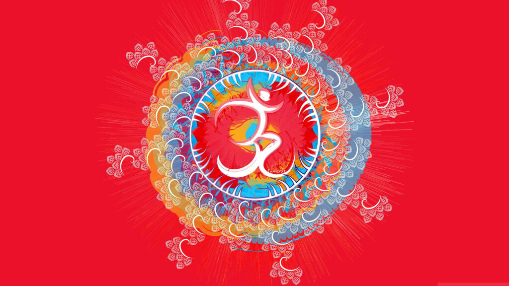 Radiant Om: A Vibrant Radial Pattern Wallpaper