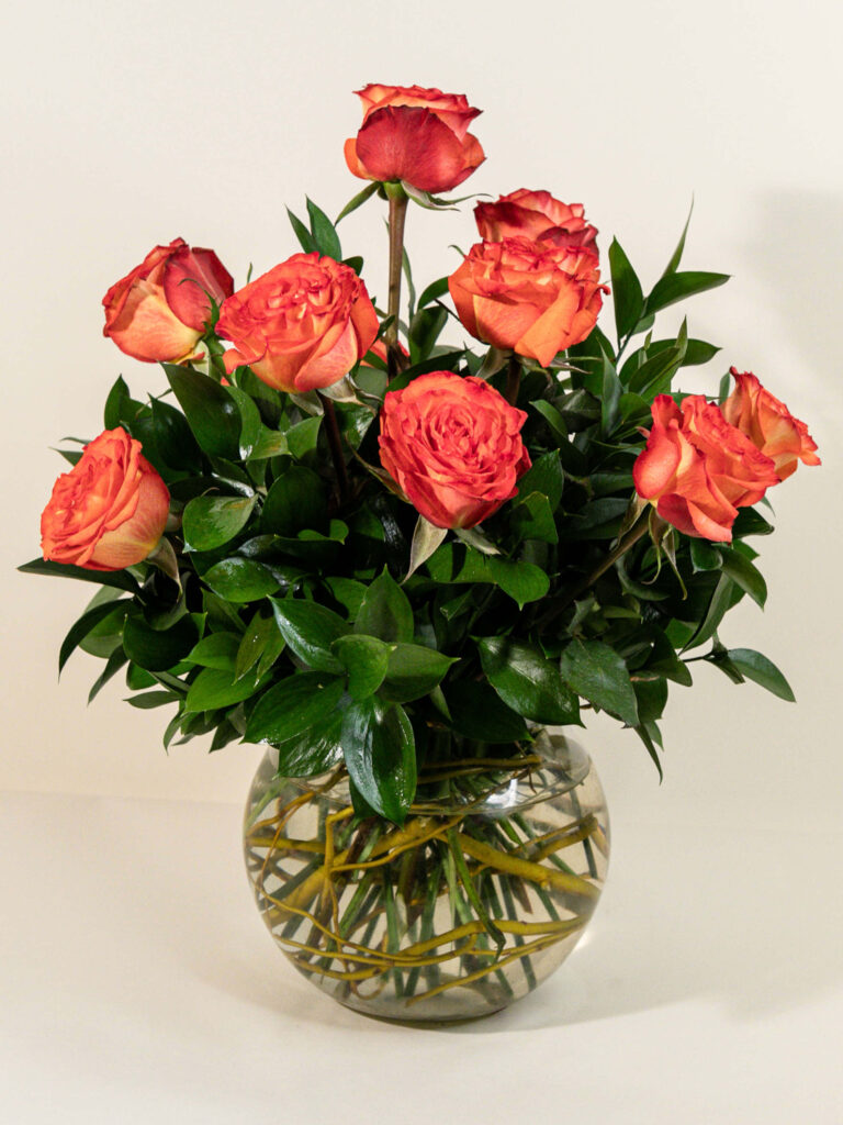 Ombre Peach Roses in Glass Vase - Lush Floral Background Wallpaper