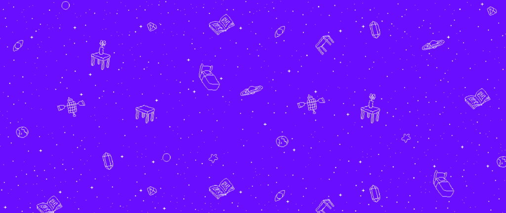 Omori's Pixelated Universe: A Mesmerizing Sky of Stars and Planets on an Ultrawide Purple Background! Wallpaper
