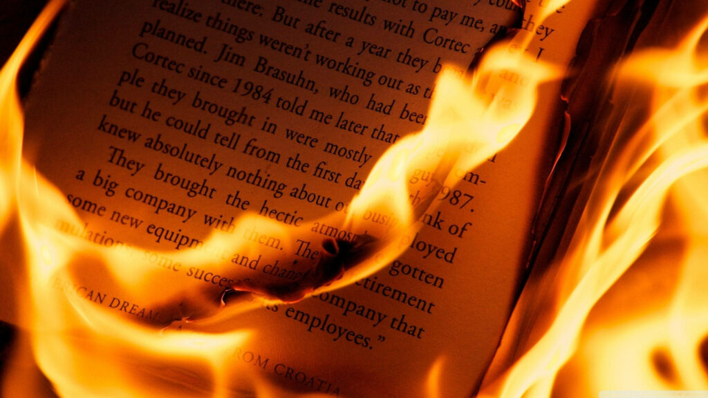Inferno Literature: A Captivating Book Conflagration Unleashed Wallpaper
