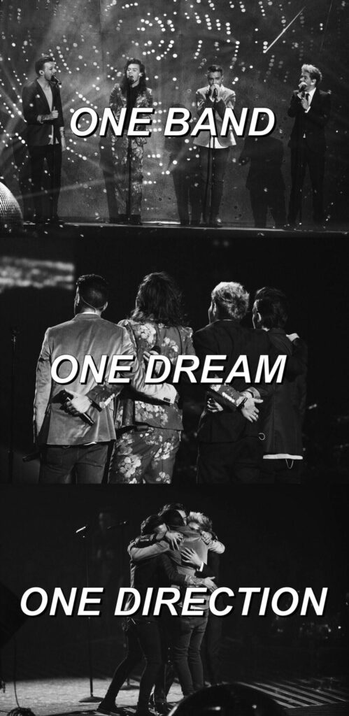 One-of-a-Kind Harmony: A Stylish One Direction Wallpaper Infusing 'One' with Delightful Phrases