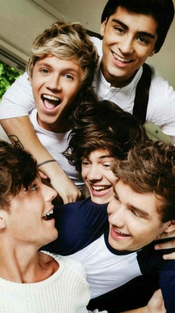 United in Stylish Harmony: One Direction's Captivating Group Portrait Wallpaper