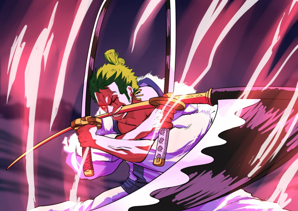 Boundless Resolve: Roronoa Zoro Roars into Action - Exquisite HD One Piece Anime Wallpaper