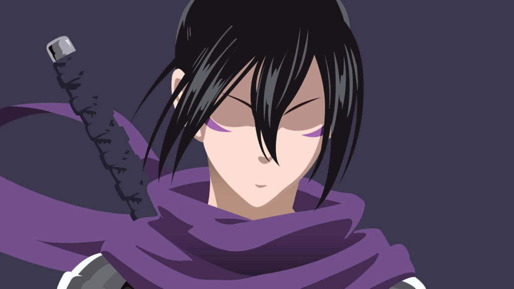 Minimalist One Punch Man Art: Sleek Character with Sword & Scarf Wallpaper