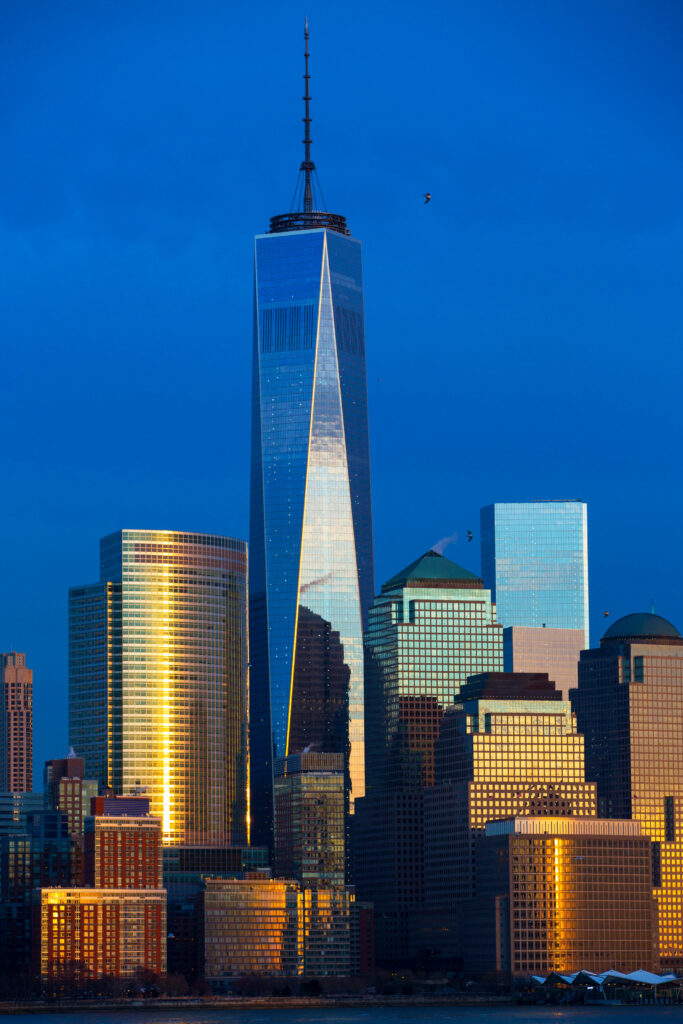 One World Trade Center Wallpaper: Golden Sunset Sky & Skyscrapers