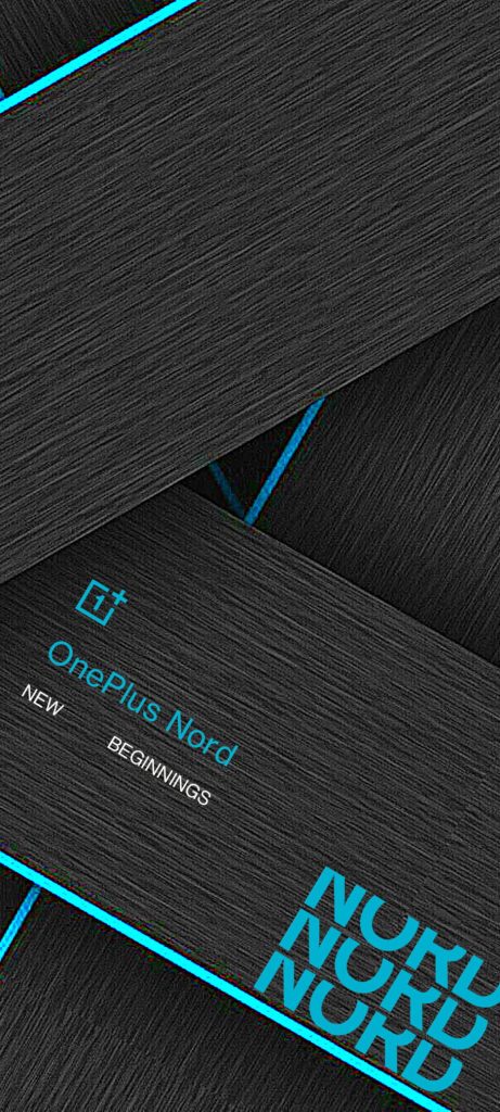 OnePlus Nord wallpaper dark brushed metal texture with cyan geometric lines and logo text