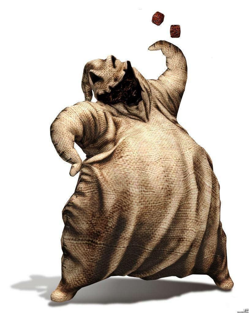Oogie Boogie Wallpaper: Iconic Burlap Sack & Dice Mischief