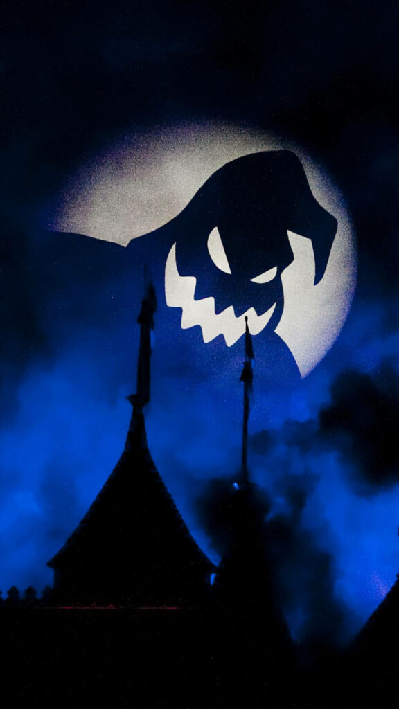 Nightmare Before Halloween: Oogie Boogie's Enchanted Silhouette Under the Full Moon Wallpaper