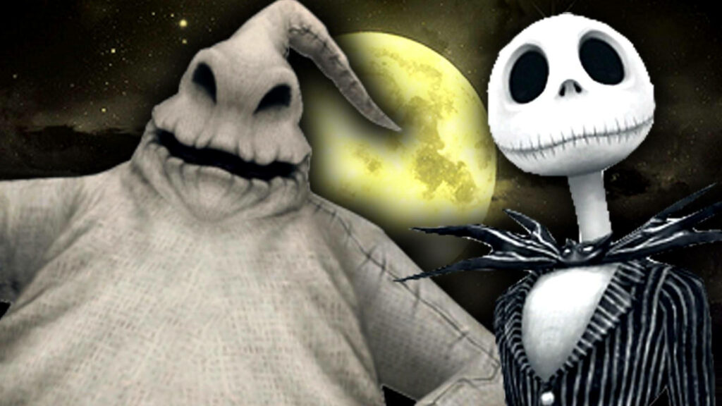 Oogie and Jack Wallpaper: Iconic Nighttime Scene from Nightmare