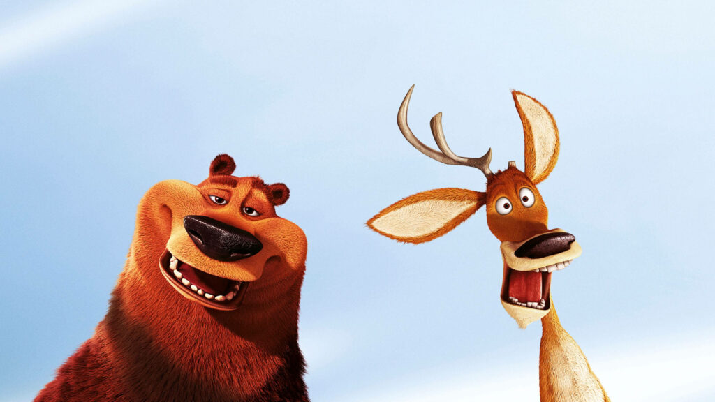 Open Season Wallpaper: Boog & Elliot's Playful Adventure in Blue Sky