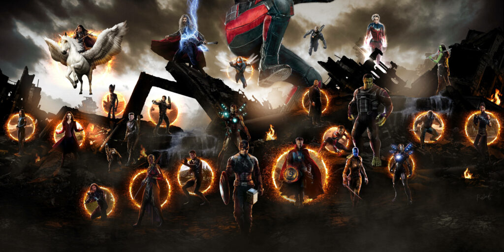 Unleashing the Gateway: Marvel Avengers Assemble in an Epic Combat Scene Wallpaper