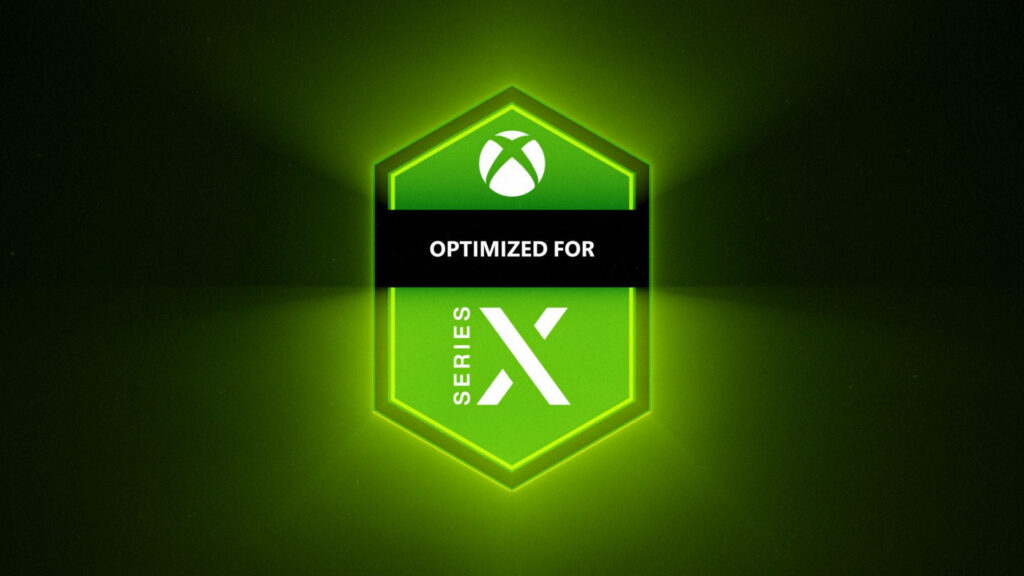 Stunning Green Xbox Series X Logo Illuminated with 'Optimized for Series X' - An Electrifying Background Image Wallpaper