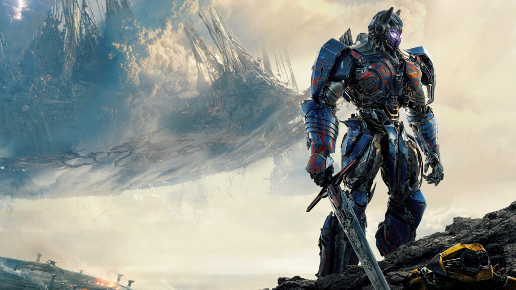 Transforming Destiny: An Epic 4K Ultra HD Wallpaper of Optimus Prime and the Floating Island