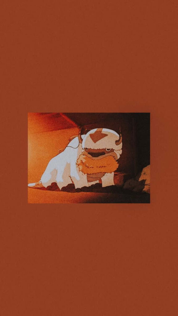 Orange-toned Appa Avatar wallpaper with minimalist background for a warm nostalgic sky bison vibe