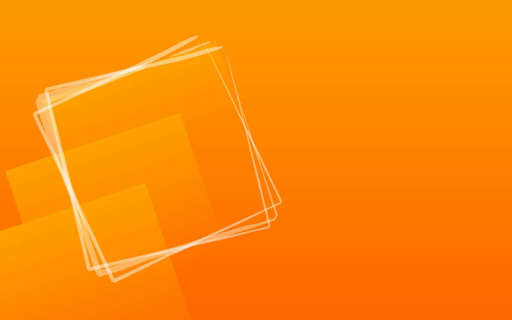 Vibrant orange abstract wallpaper with layered white squares and soft geometric shapes background
