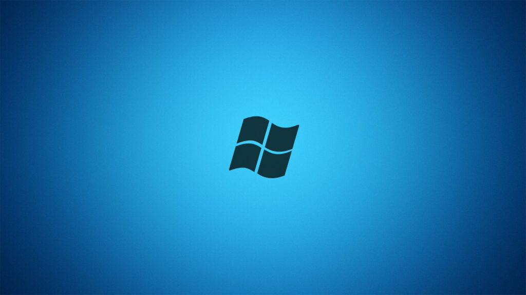 Minimalist HD wallpaper with centered Windows logo on vibrant smooth blue gradient background