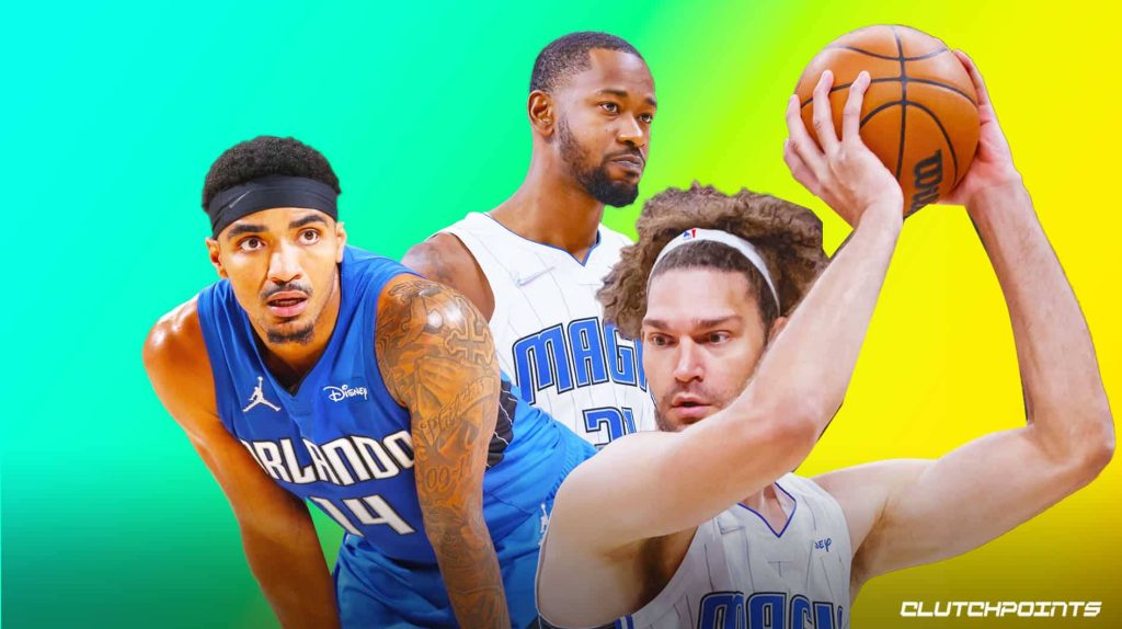 Orlando Magic wallpaper with Gary Harris Terrence Ross Robin Lopez vibrant green yellow background