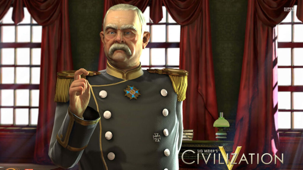 A Powerful Presence: Otto Von Bismarck Amidst the Splendor of Civilization V Wallpaper