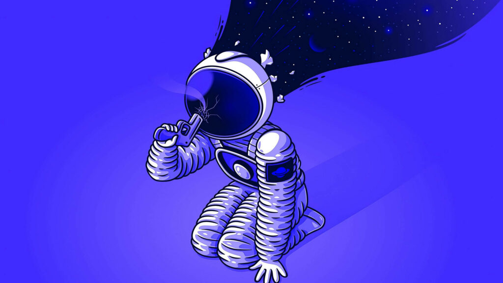 Guardian of the Galaxy: Cartoon Astronaut Protects His Space Helmet Wallpaper