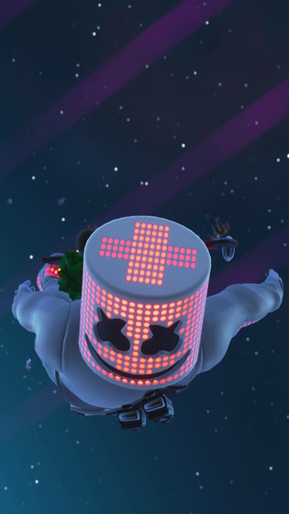 Spacebound Serenity: Capturing Marshmello's Gravity-Defying Journey Wallpaper