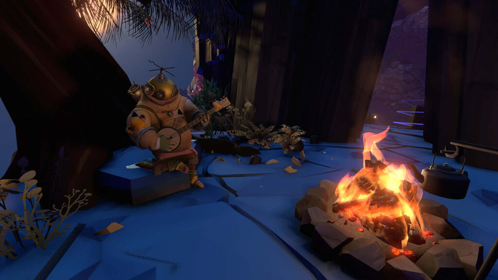 Outer Wilds Wallpaper: Explore a Cosmic Campfire Scene